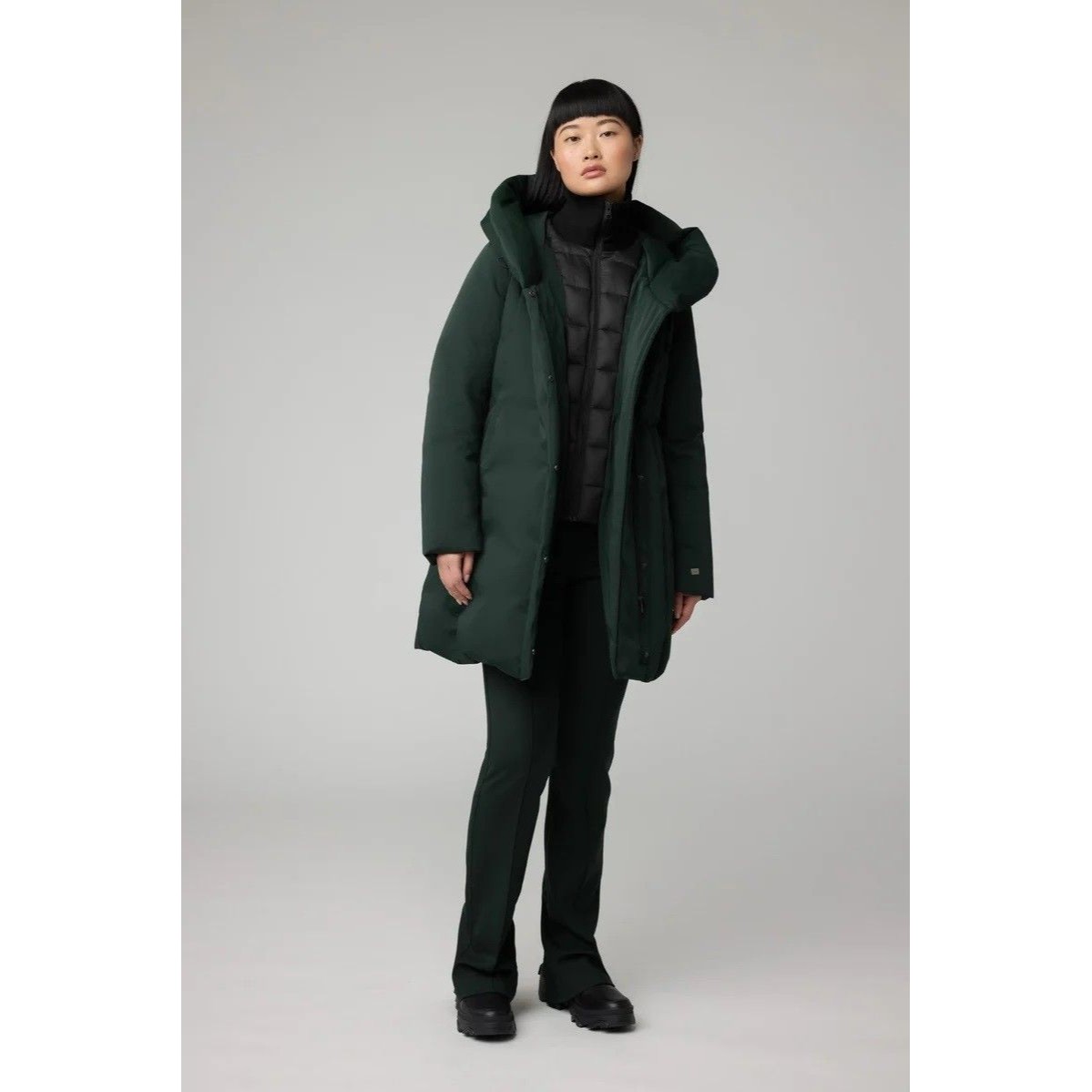 Soia & Kyo Women's Camelia-C Down Coat Jacket Sz: Xxs Green Puffer Bib + Hood